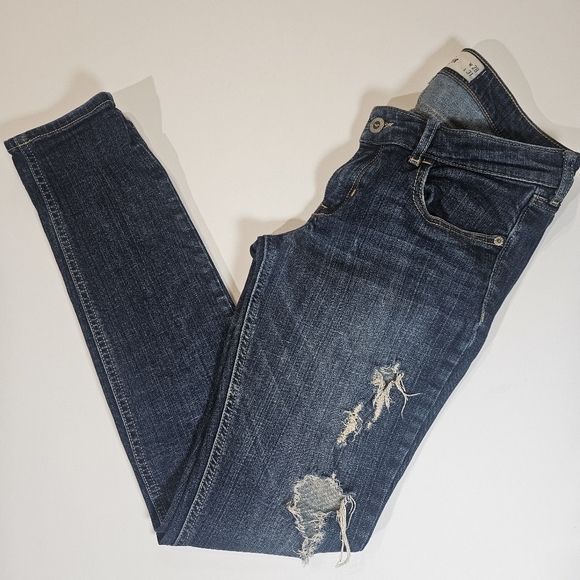 Hollister Denim - Hollister Jeans Womens 7R 28x31 Distressed Dark Wash Low Rise Skinny Y2K Style